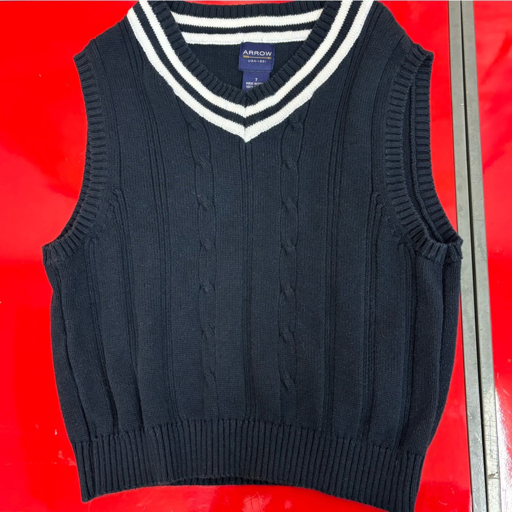 Kids navy blue sweater vest, size 7